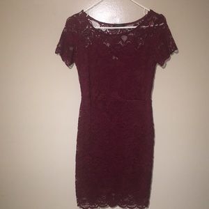 Red lace form fitted dress